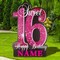35 Inch Sweet 16 Birthday Large Yard Signs Personalized Name 16th Birthday Lawn Sign Glitter Waterproof Congrats Sign with Stakes for Happy Sweet 16 Party Outdoor